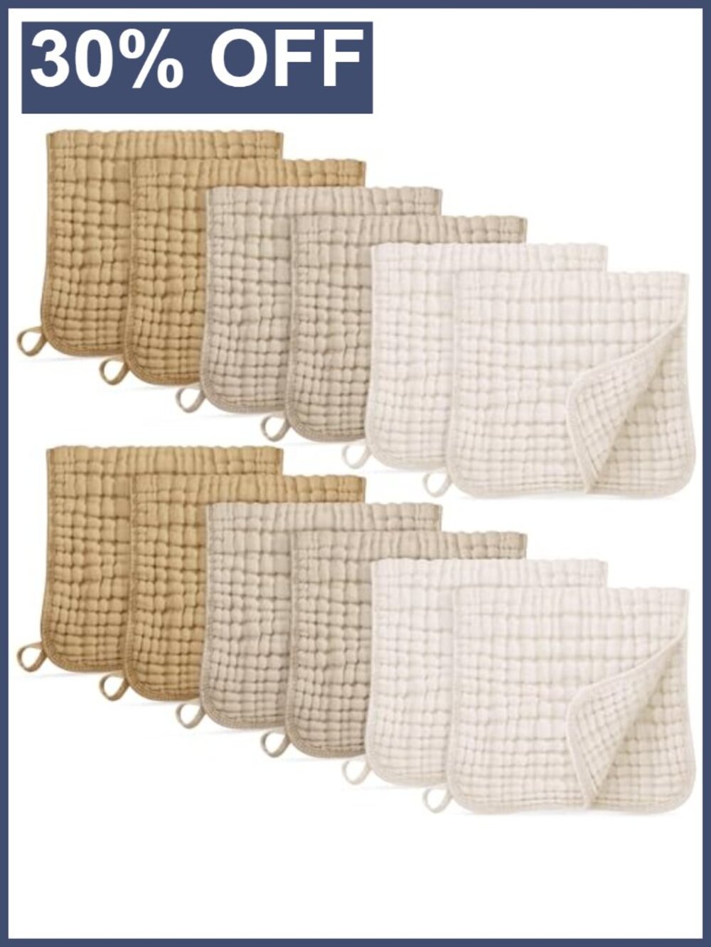 100% Cotton Muslin Burp Cloths - 12 Pack, Extra Soft, Absorbent Baby Burping
